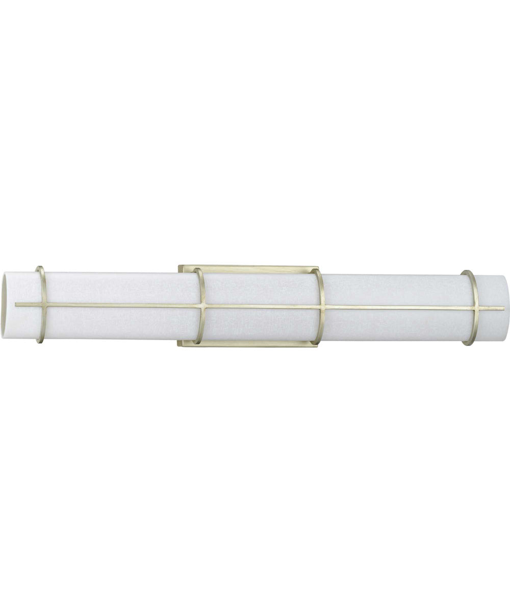 Grid LED 30-inch White Linen Acrylic Modern Style Bath Vanity Wall Light Silver Ridge