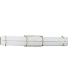 Grid LED 30-inch White Linen Acrylic Modern Style Bath Vanity Wall Light Silver Ridge