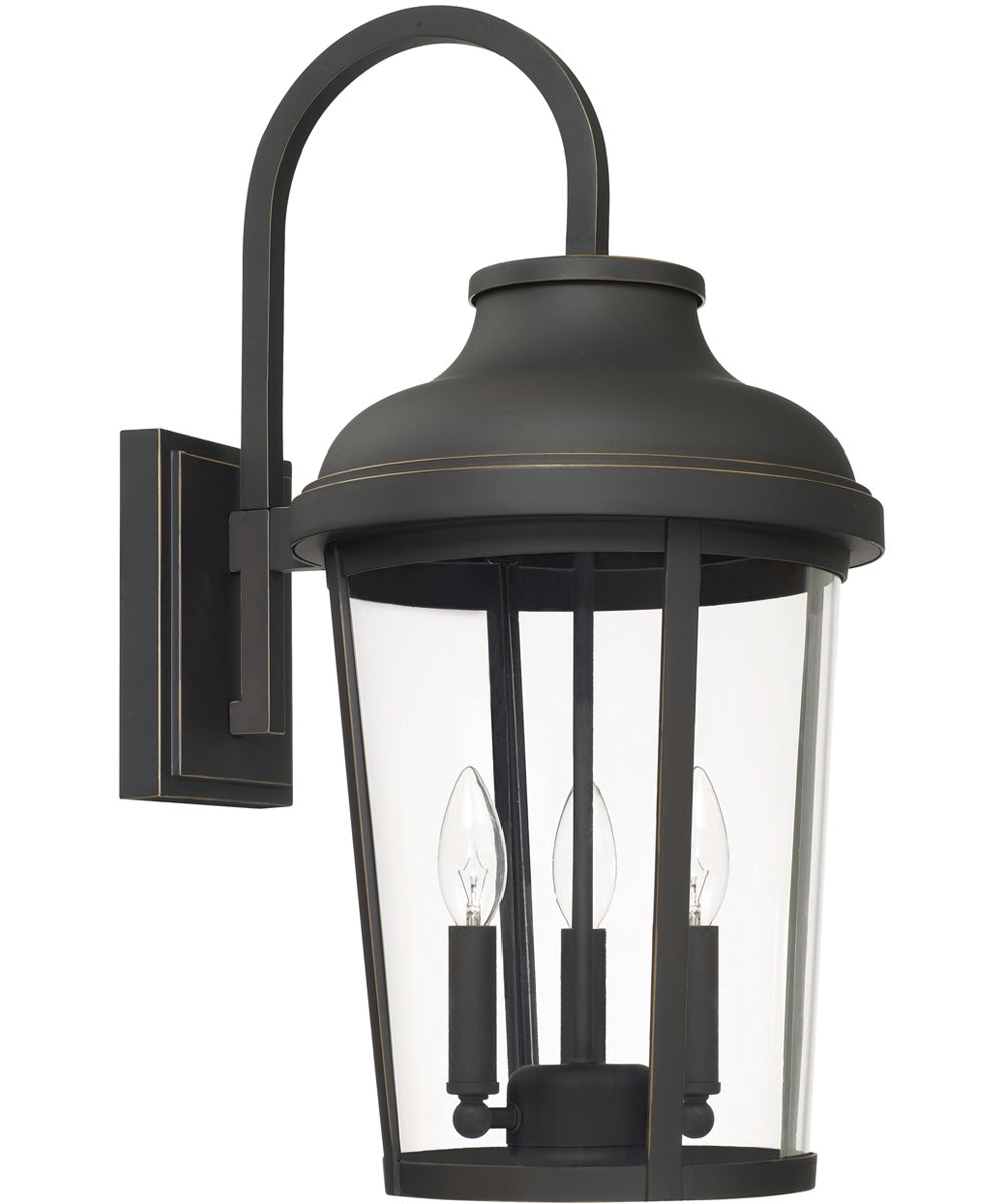 Dunbar 3-Light Outdoor Wall Mount Rain or Shine - Oiled Bronze with Clear Glass
