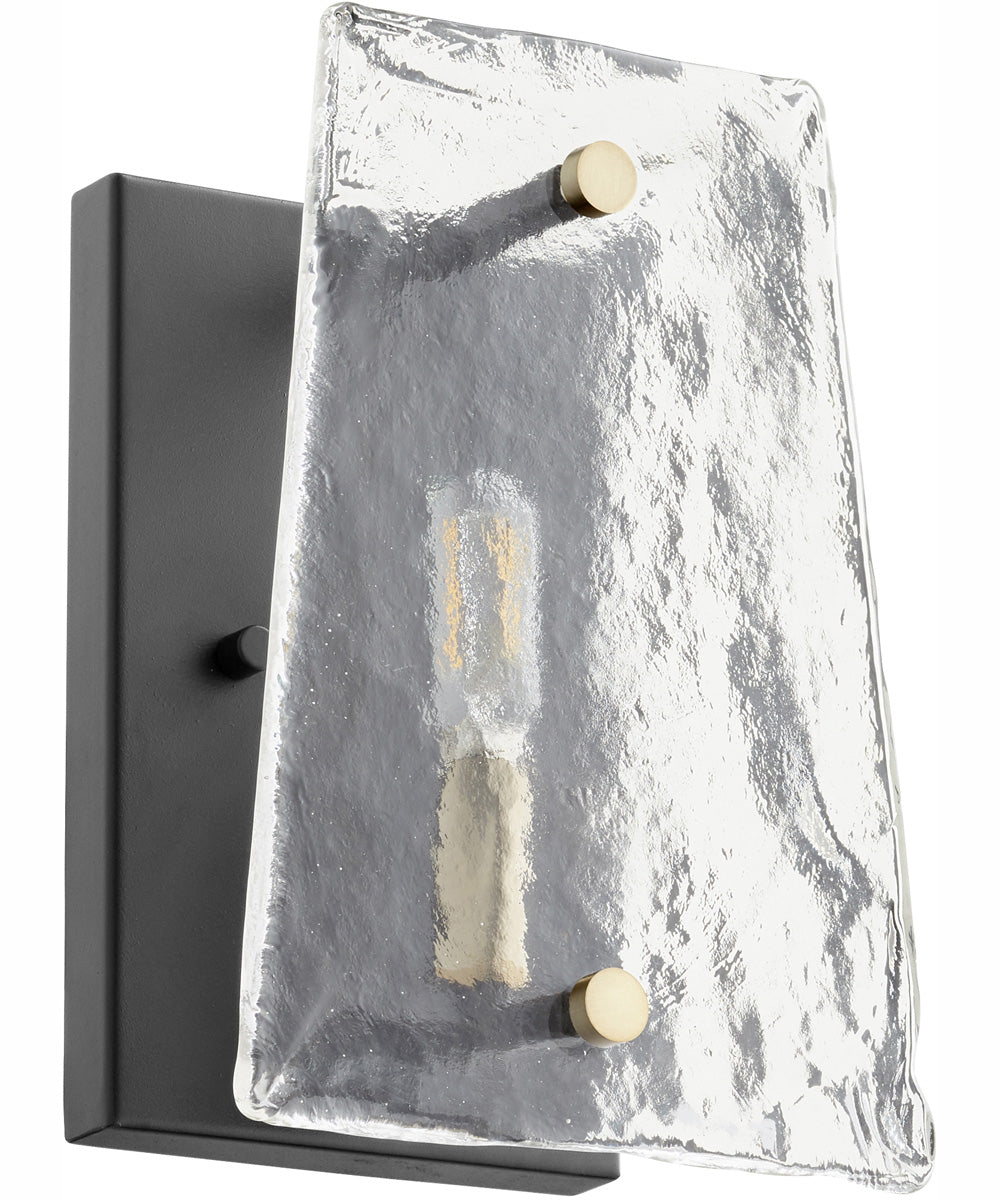 Tioga 1-light Wall Mount Light Fixture Textured Black w/ Aged Brass