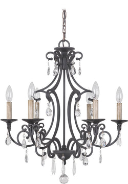 22"W Bentley 6-Light Chandelier Matte Black