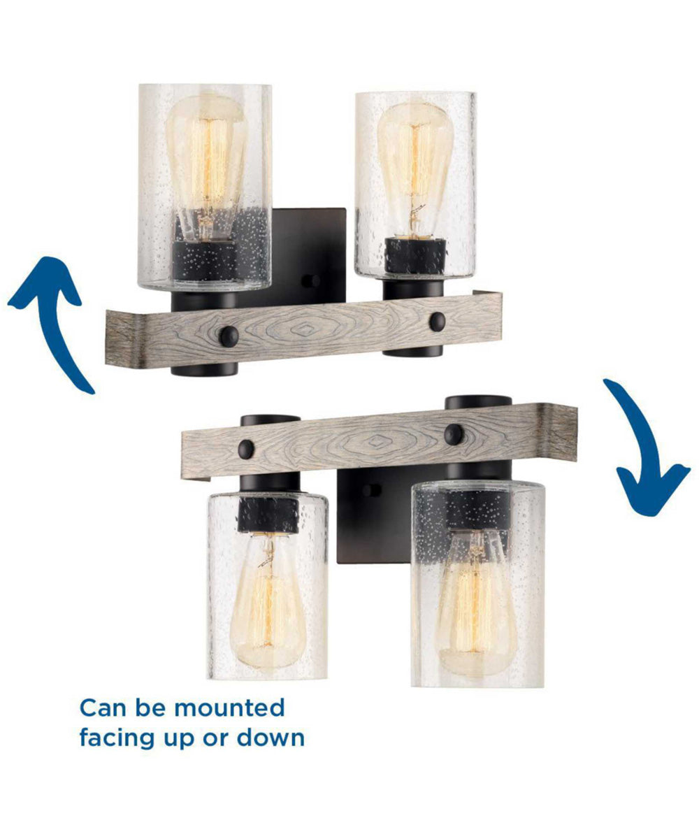 Gulliver 2-Light Clear Seeded Glass Coastal Bath Vanity Light Graphite