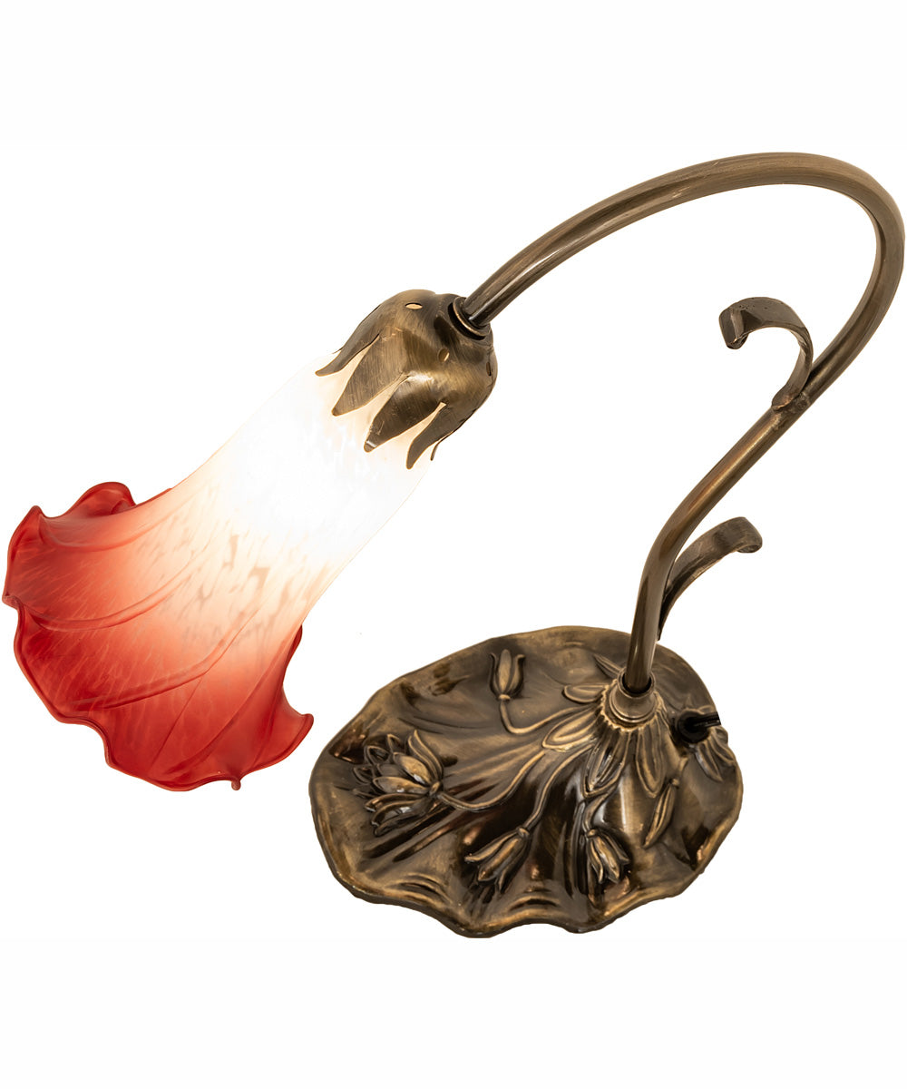 15" High Pink/White Tiffany Pond Lily Accent Lamp