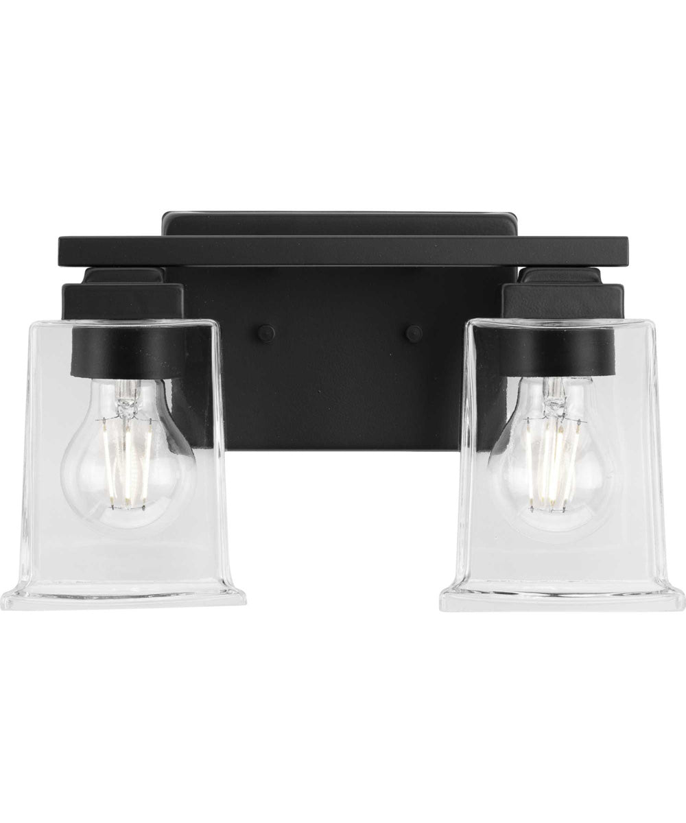 Gilmour 2-Light Modern Farmhouse Clear Glass Bath Vanity Light Matte Black