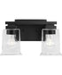 Gilmour 2-Light Modern Farmhouse Clear Glass Bath Vanity Light Matte Black