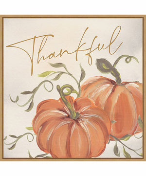Framed Thankful Pumpkins by Nina Blue Canvas Wall Art Print (30  W x 30  H), Sylvie Maple Frame