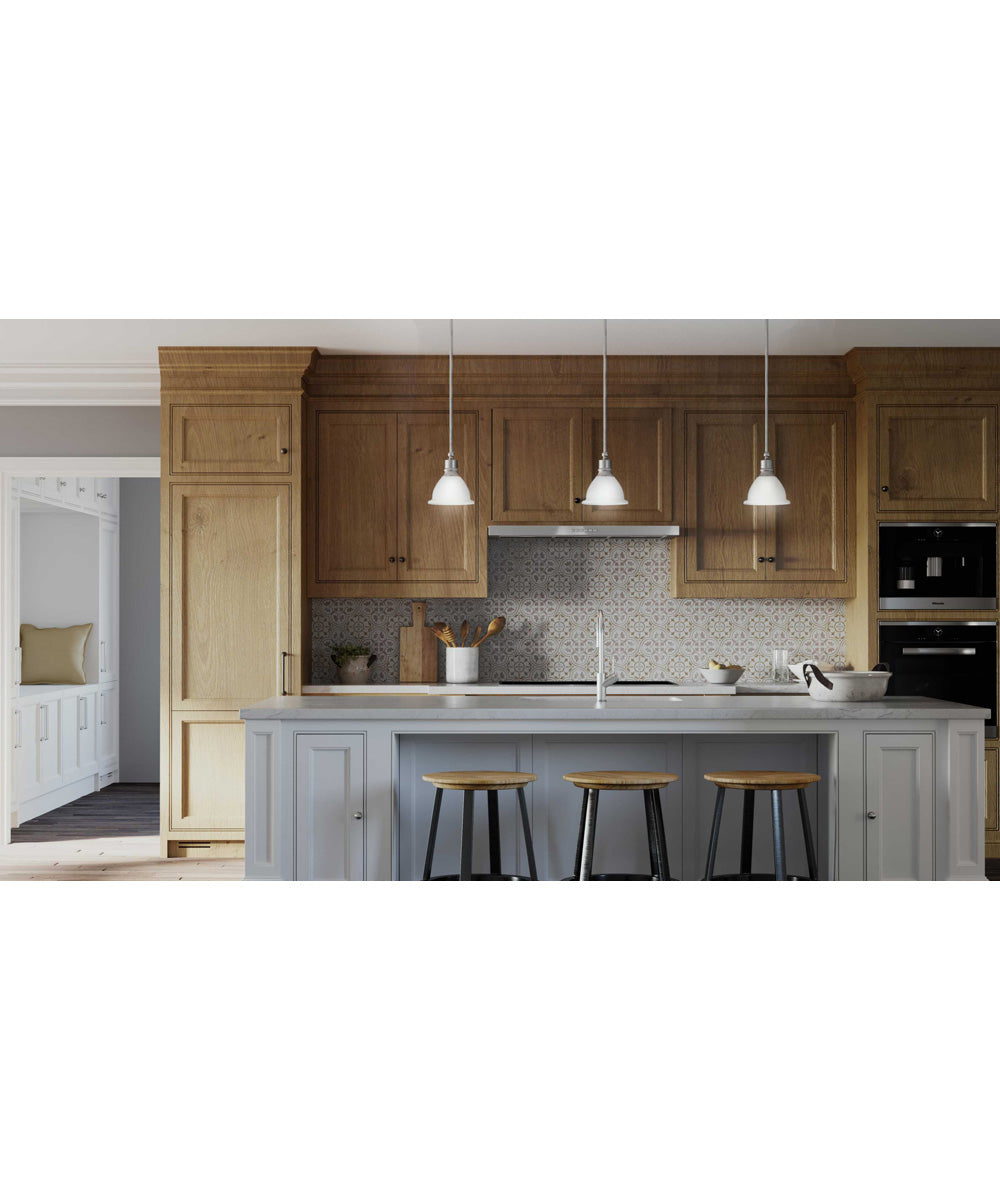 Madison 1-Light Etched Glass Traditional Mini-Pendant Light Brushed Nickel