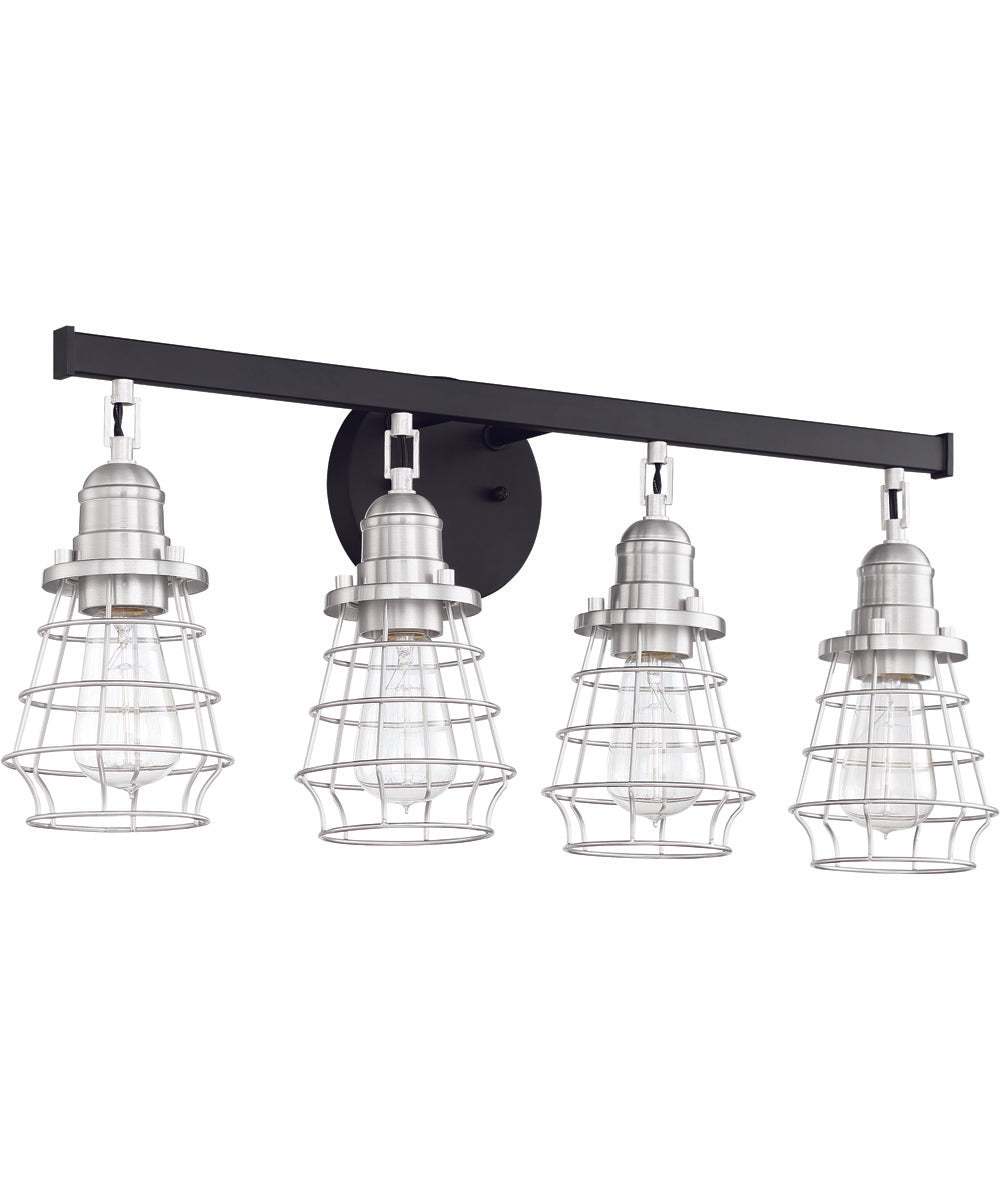 Thatcher 4-Light Bath Vanity Light Flat Black/Brushed Polished Nickel