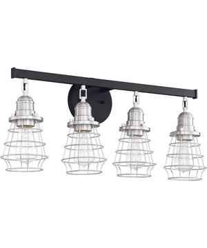 Thatcher 4-Light Bath Vanity Light Flat Black/Brushed Polished Nickel