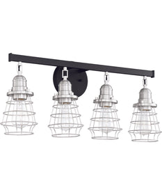 Thatcher 4-Light Bath Vanity Light Flat Black/Brushed Polished Nickel