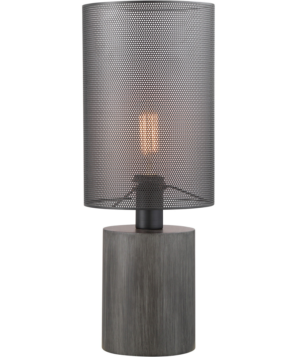 Compton 1-Light Table Lamp Grey Wood/Black Metal Shade