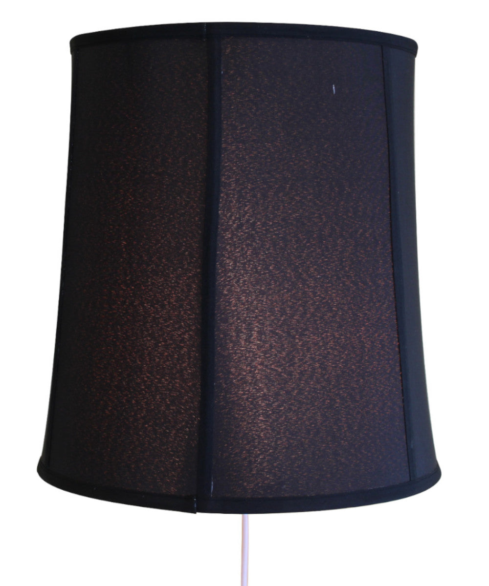 16"W Floating Shade Plug-In Wall Light Black Shantung Fabric