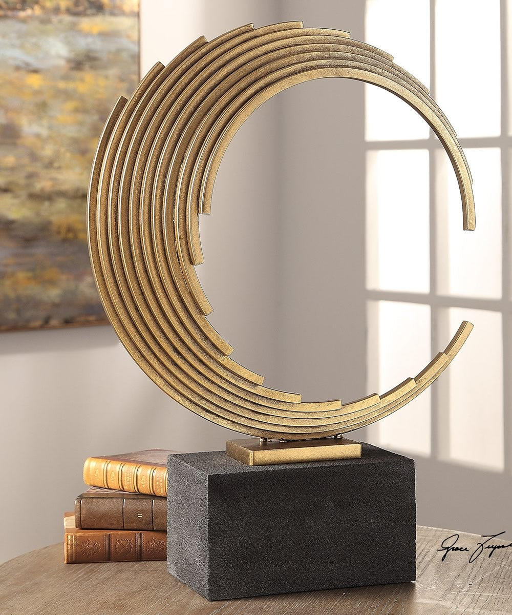 24"H Saanvi Curved Gold Rods Sculpture