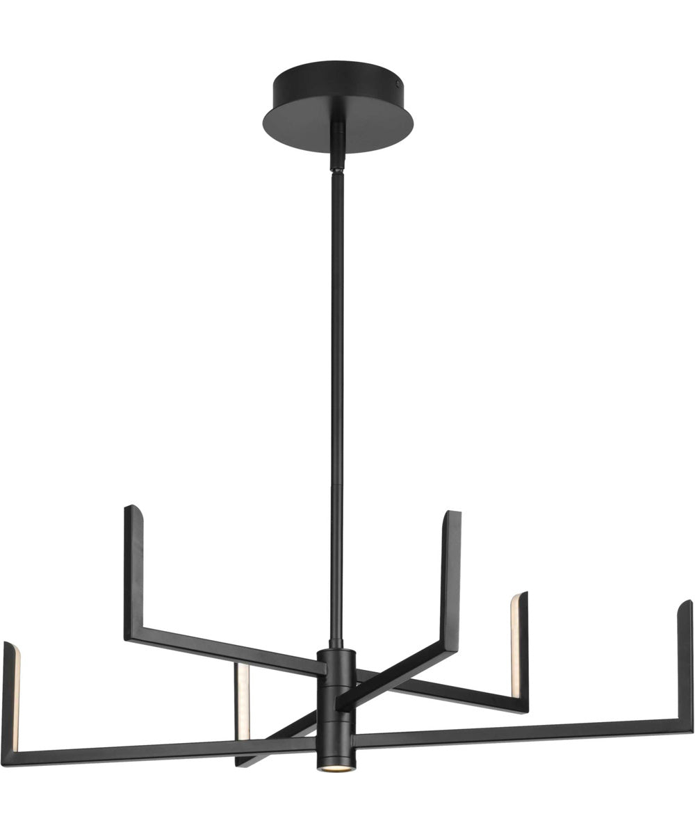 Pivot LED 6-Light Modern Style Chandelier with Downlight Matte Black