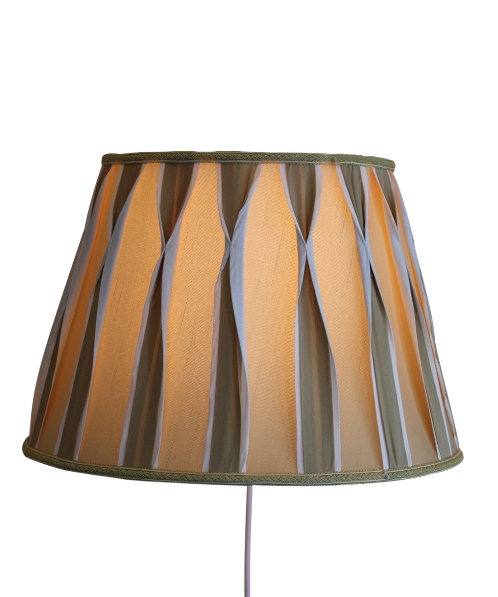 16"W Floating Shade Plug-In Wall Light Beige/White Pinched Pleat Shantung Fabric
