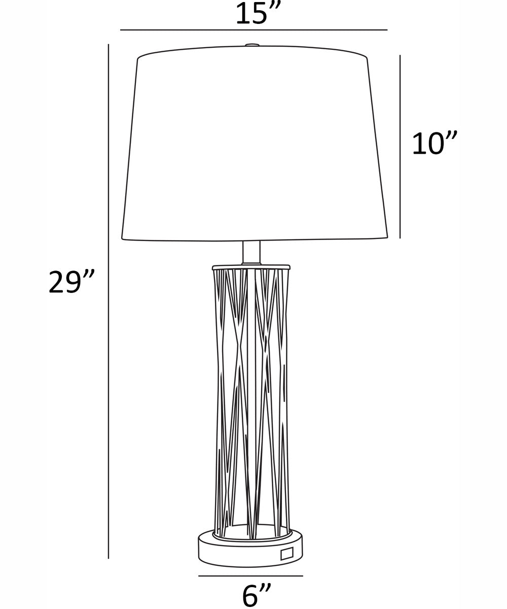 Breiton 2-Light 2 Pack-Table Lamp Antique Brass/Black/Fabric Shade With Usb