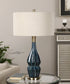 32"H Prussian Blue Ceramic Lamp
