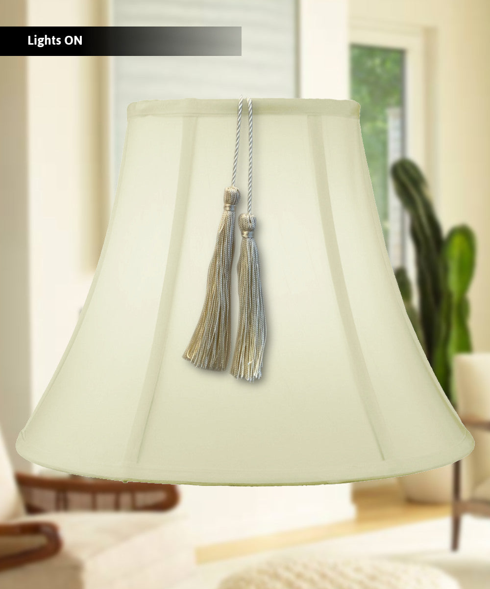 18"W x 14"H  Bell Shantung Lamp Shade Tassel Eggshell