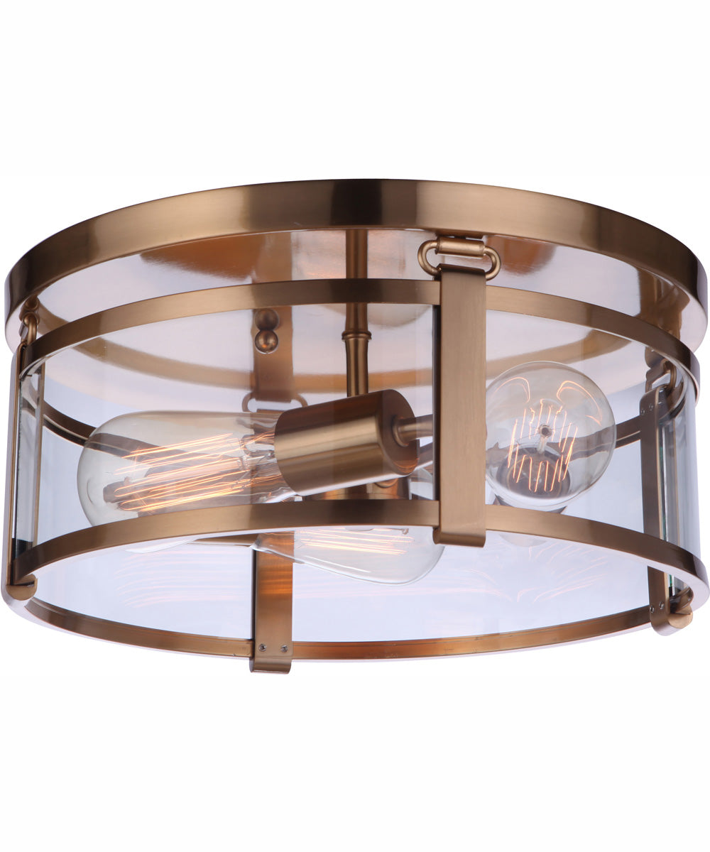 Elliot 3-Light Flush Mount Satin Brass
