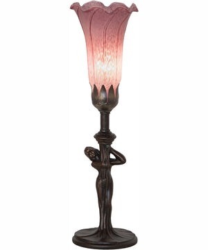 15" High Lavender Tiffany Pond Lily Nouveau Lady Accent Lamp