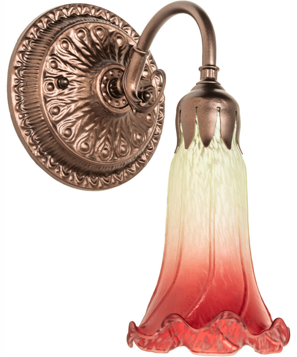 5" Wide Seafoam/Cranberry Pond Lily Victorian Wall Sconce