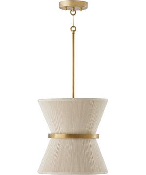Cecilia 1-Light Pendant Bleached Natural Rope and Patinaed Brass