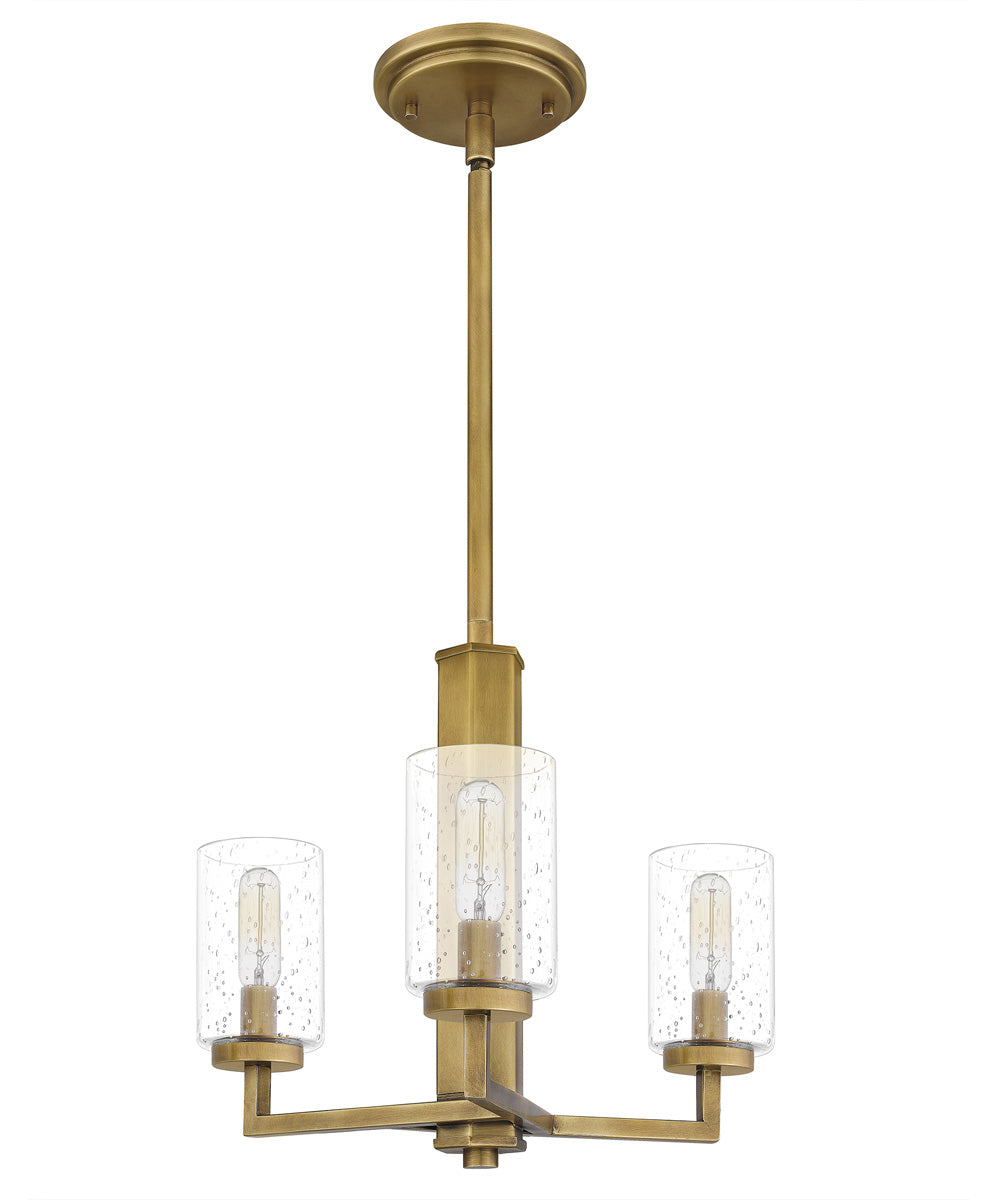 Sunburst 3-light Pendant Weathered Brass
