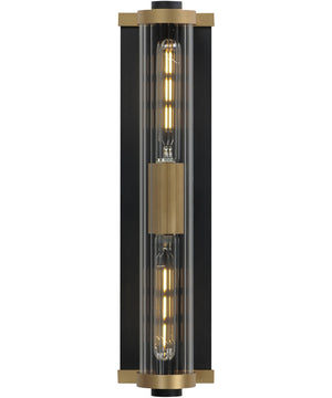 Opulent 2-Light 20 inch Outdoor Wall Sconce Black / Antique Brass