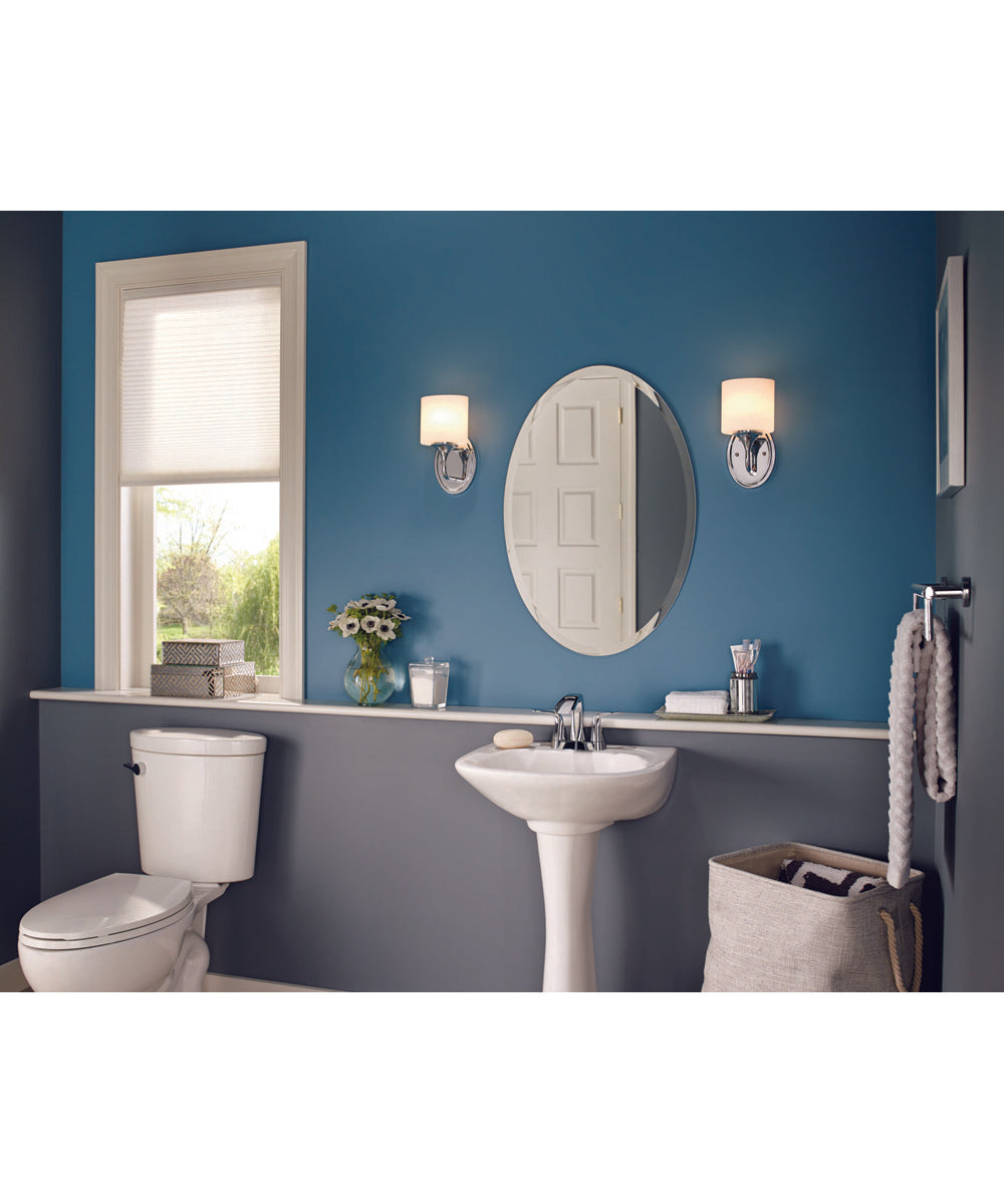 Lynzie 1-Light Etched Opal Glass Modern Bath Vanity Light Polished Chrome