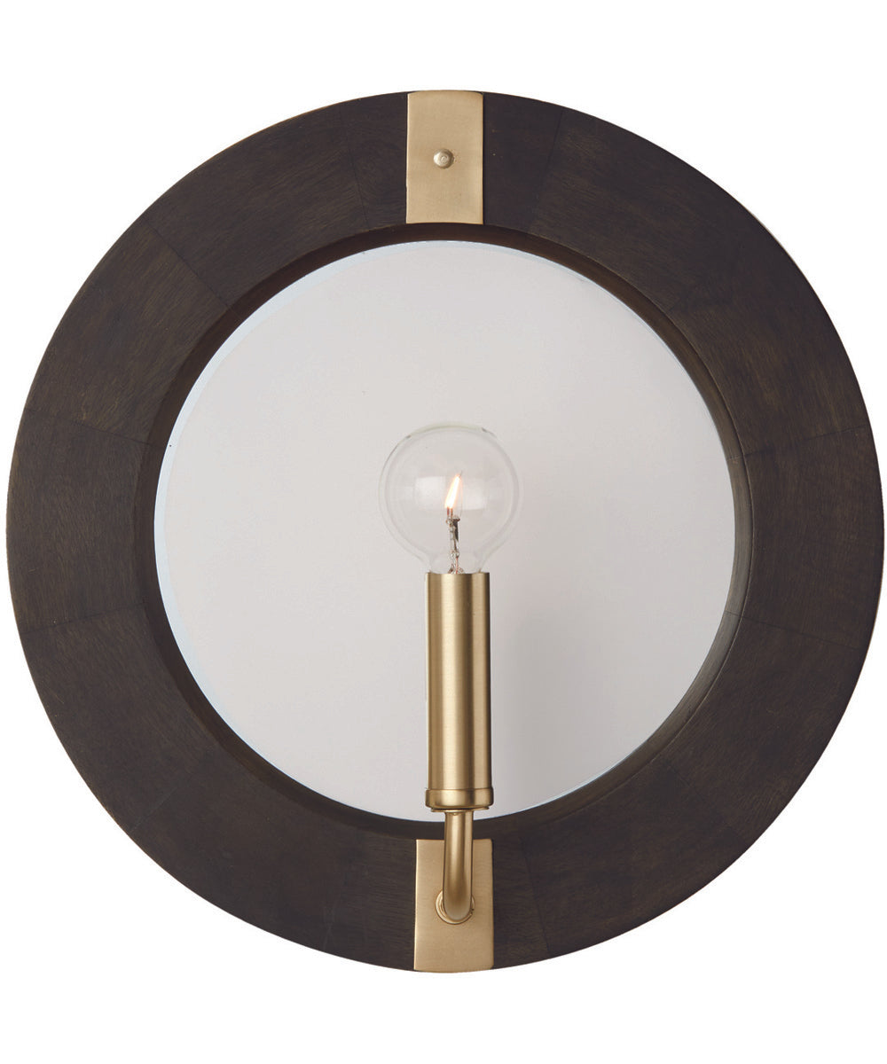 Finn 1-Light Sconce Black Stain and Matte Brass