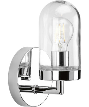 Signal 1-Light Clear Glass Coastal Bath Vanity Light Polished Chrome