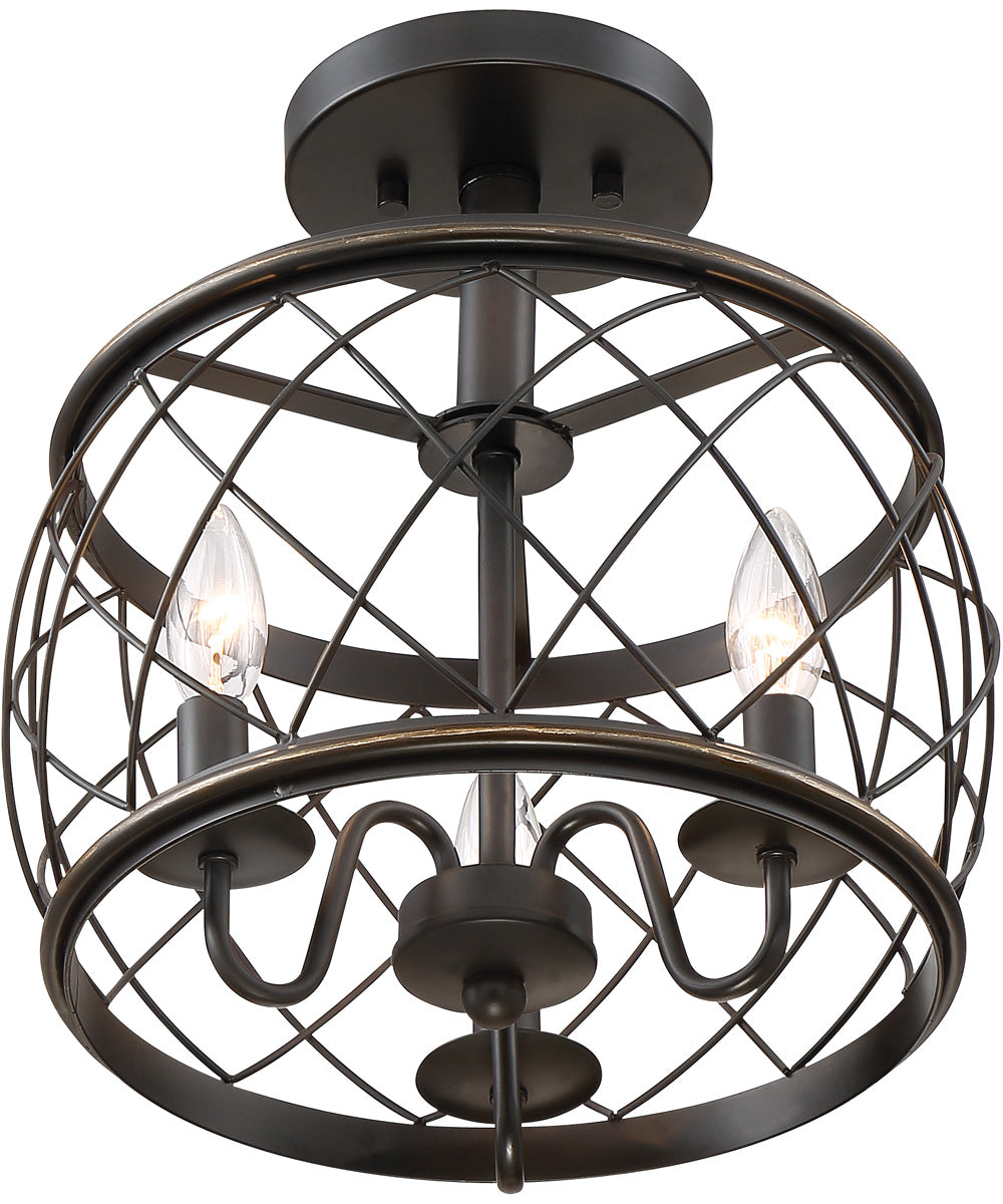 Dury Small 3-light Semi Flush Mount Palladian Bronze