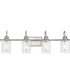 Aiken 4-Light Clear Glass Farmhouse Style Bath Vanity Wall Light Brushed Nickel