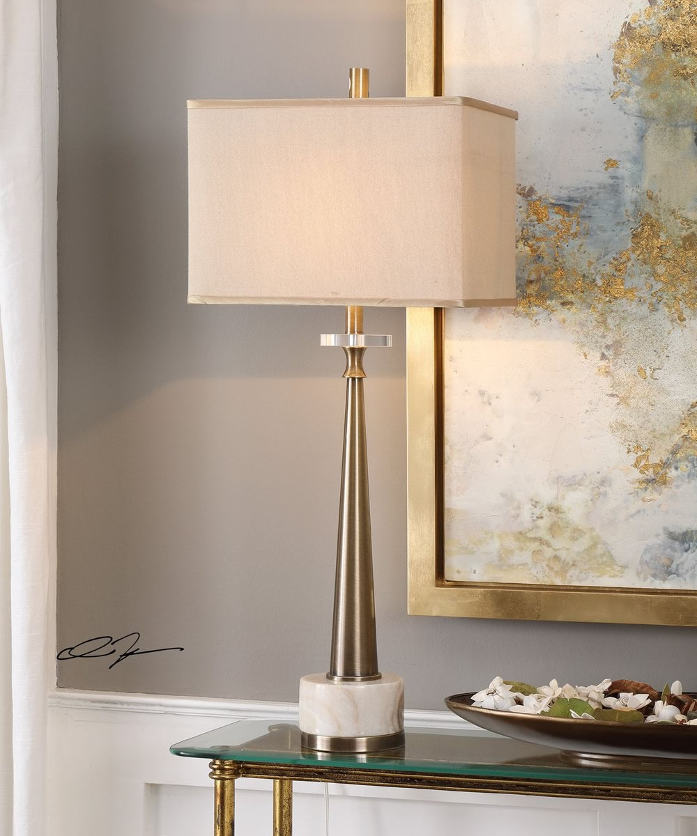 33"H Verner Tapered Brass Table Lamp