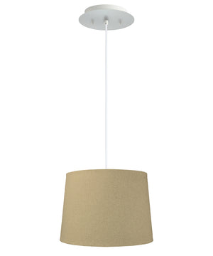 14" W 2 Light Pendant Sand Linen Shade with Diffuser, White Cord