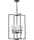 Replay 4-Light Etched White Glass Modern Pendant Light Textured Black