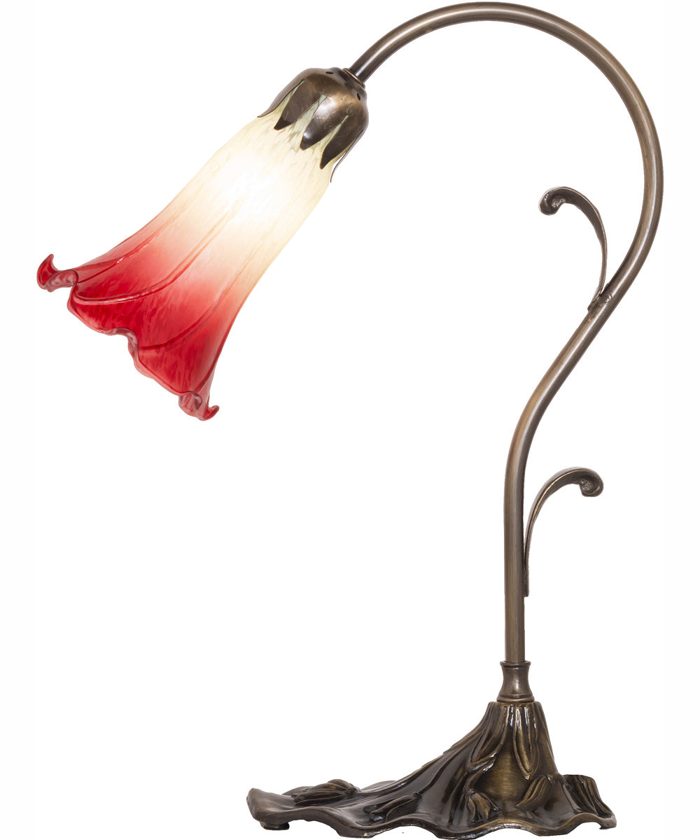15" High Seafoam/Cranberry Tiffany Pond Lily Accent Lamp