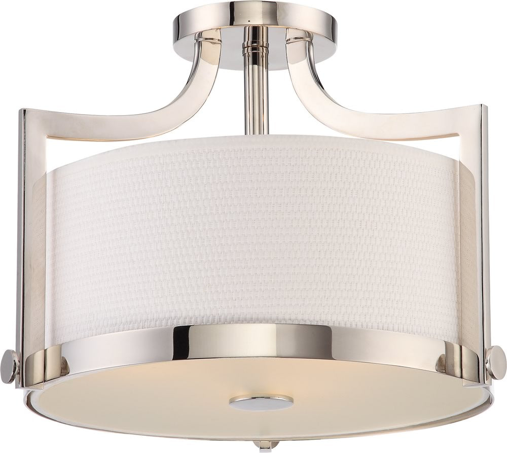 16"W Meadow 3-Light Close-to-Ceiling Polished Nickel