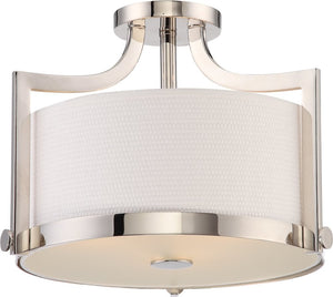 16"W Meadow 3-Light Close-to-Ceiling Polished Nickel