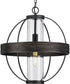 Terrace  1-Light Clear Seeded Glass Global Outdoor Hanging Light Matte Black