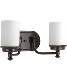 Glide 2-Light Etched Opal Glass Coastal Bath Vanity Light Rubbed Bronze