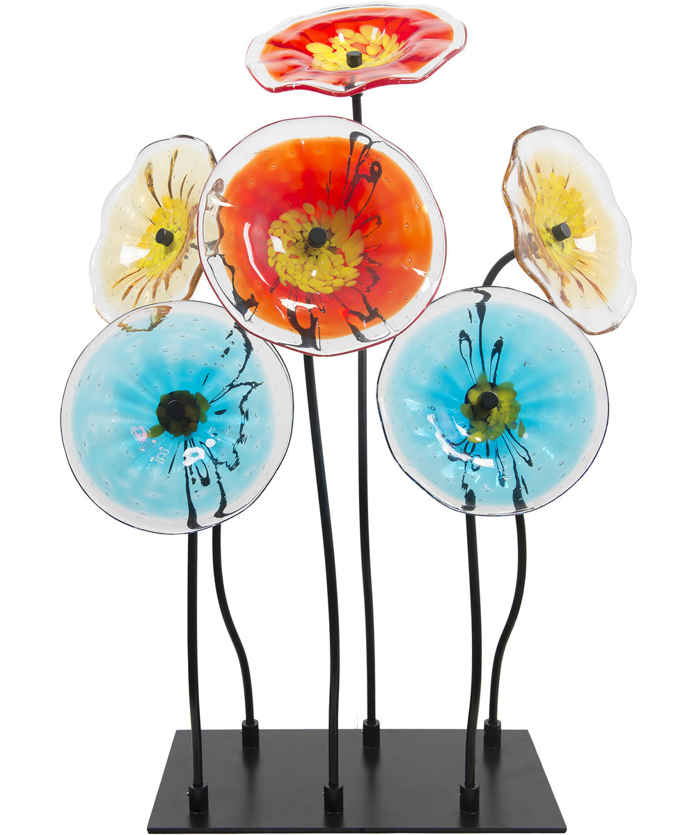 6-Piece Flower Garden Handcrafted Art Glass Decor With Stand