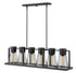 44"W Refinery 6-Light Stem Hung Linear in Black with Smoked