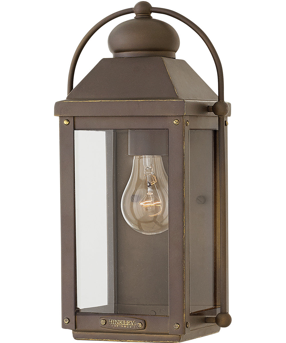 Anchorage 1-Light Small Outdoor Wall Mount Lantern in Light Oiled Bronze
