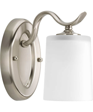 Inspire 1-Light Etched Glass Traditional Bath Vanity Light Brushed Nickel