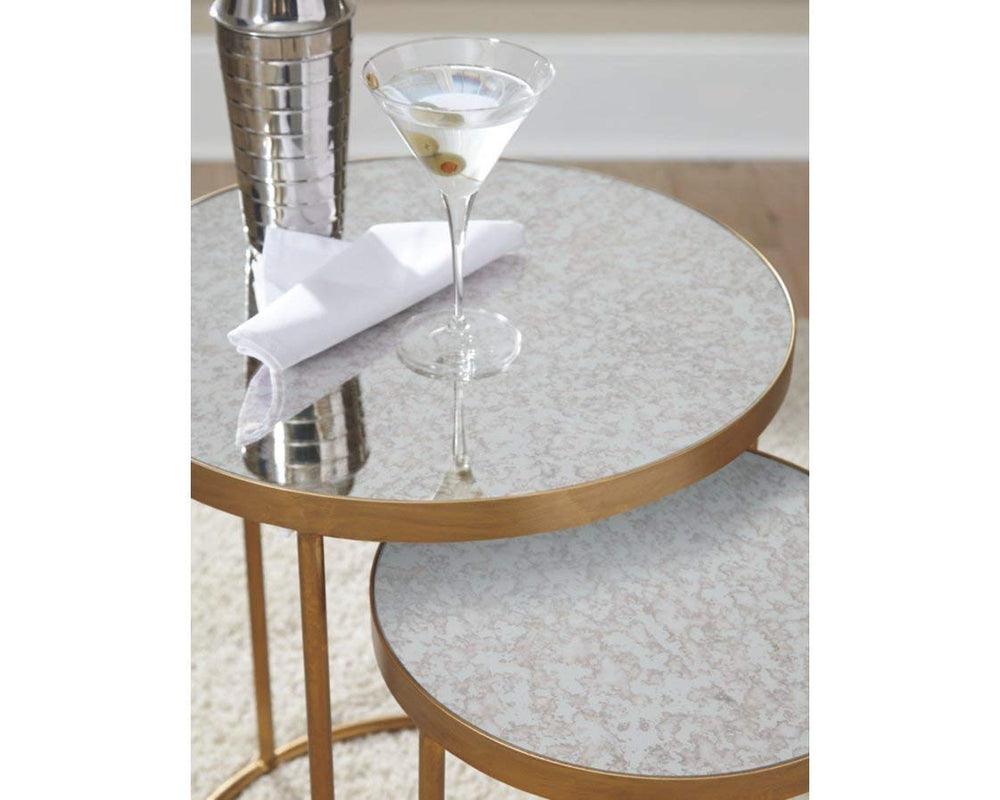 24"H Majaci Accent Table (Set of 2) Gold/White