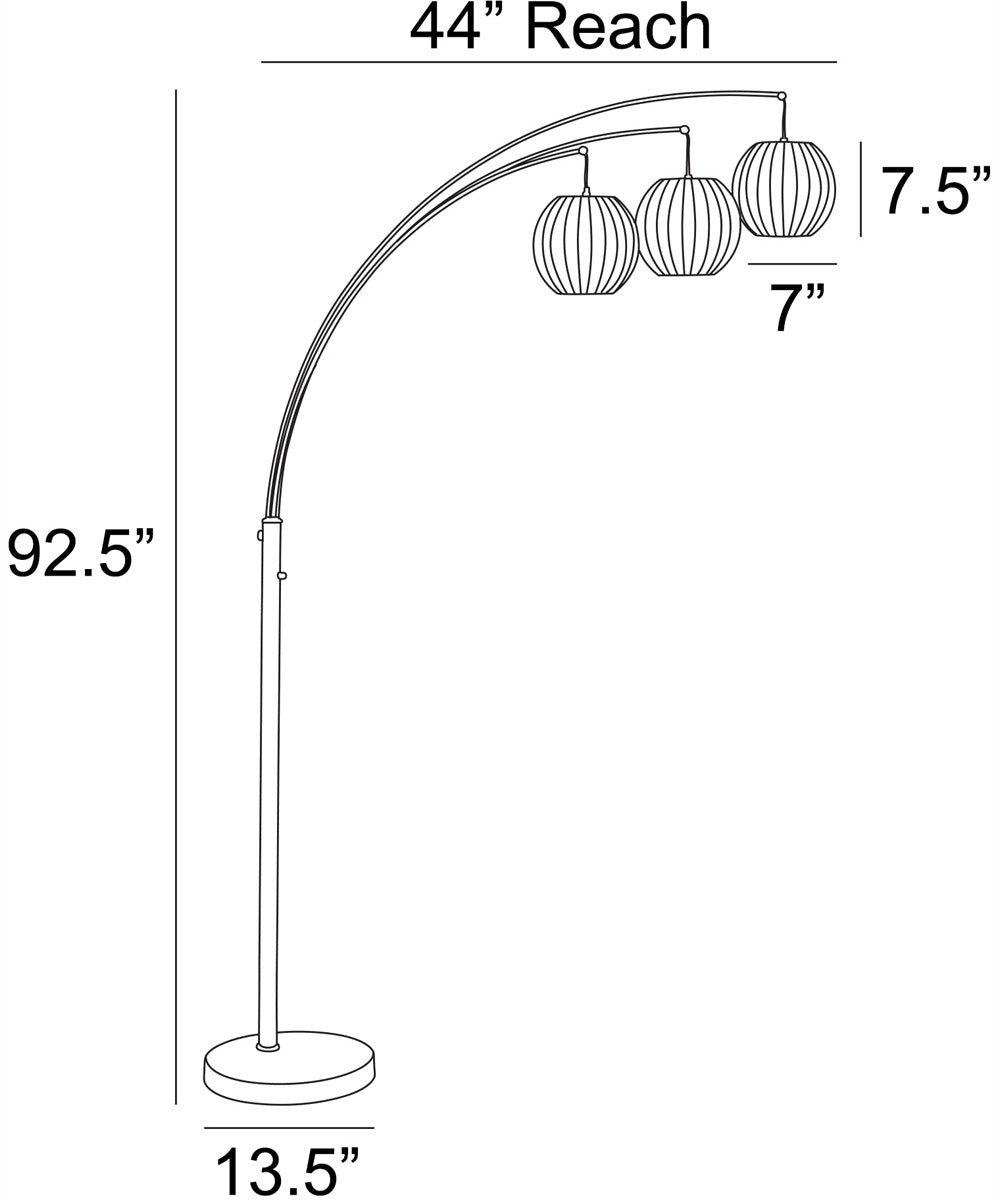 Deion 3-Light 3-Light Arch Lamp Ps With White Shade