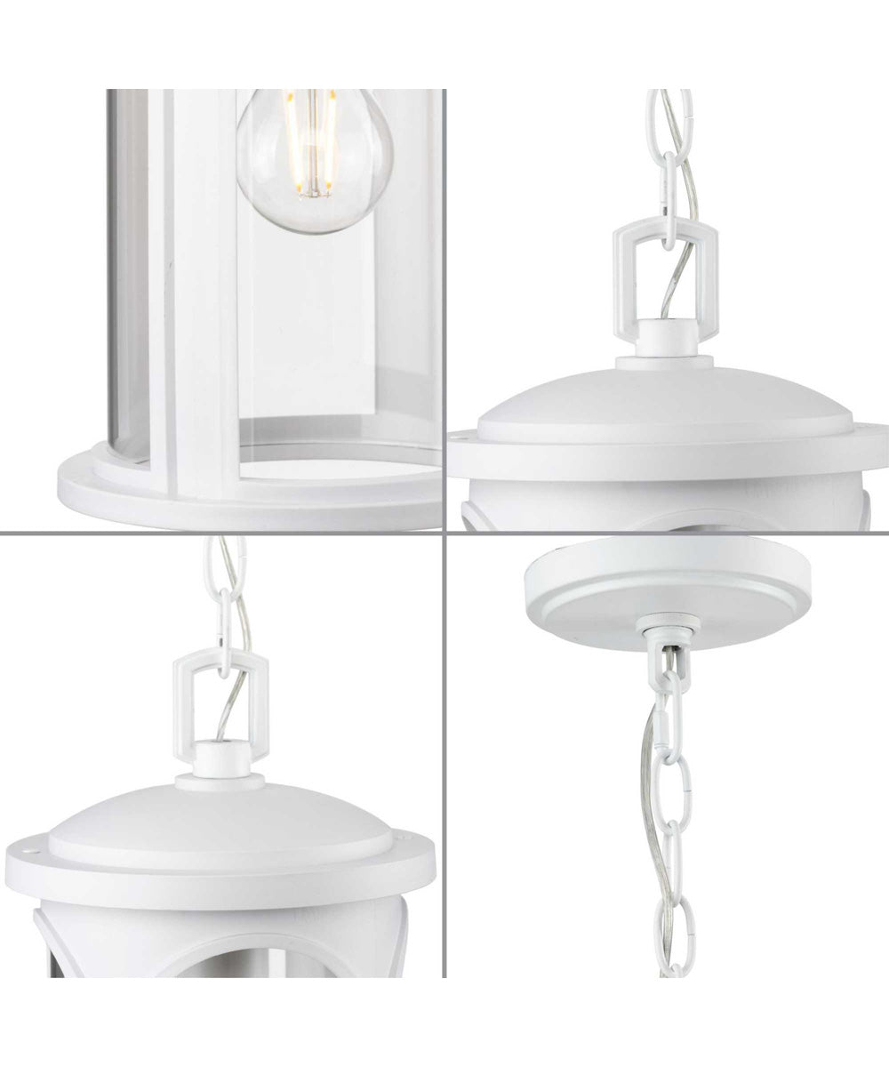 Gables 1-Light Coastal Clear Glass Outdoor Wall Lantern Satin White
