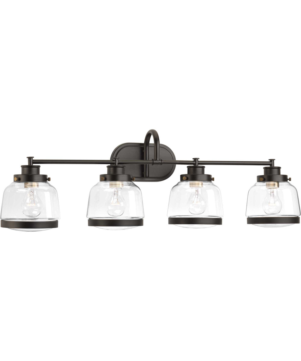 Judson 4-Light Clear Glass Farmhouse Bath Vanity Light Antique Bronze