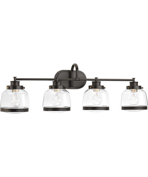 Judson 4-Light Clear Glass Farmhouse Bath Vanity Light Antique Bronze
